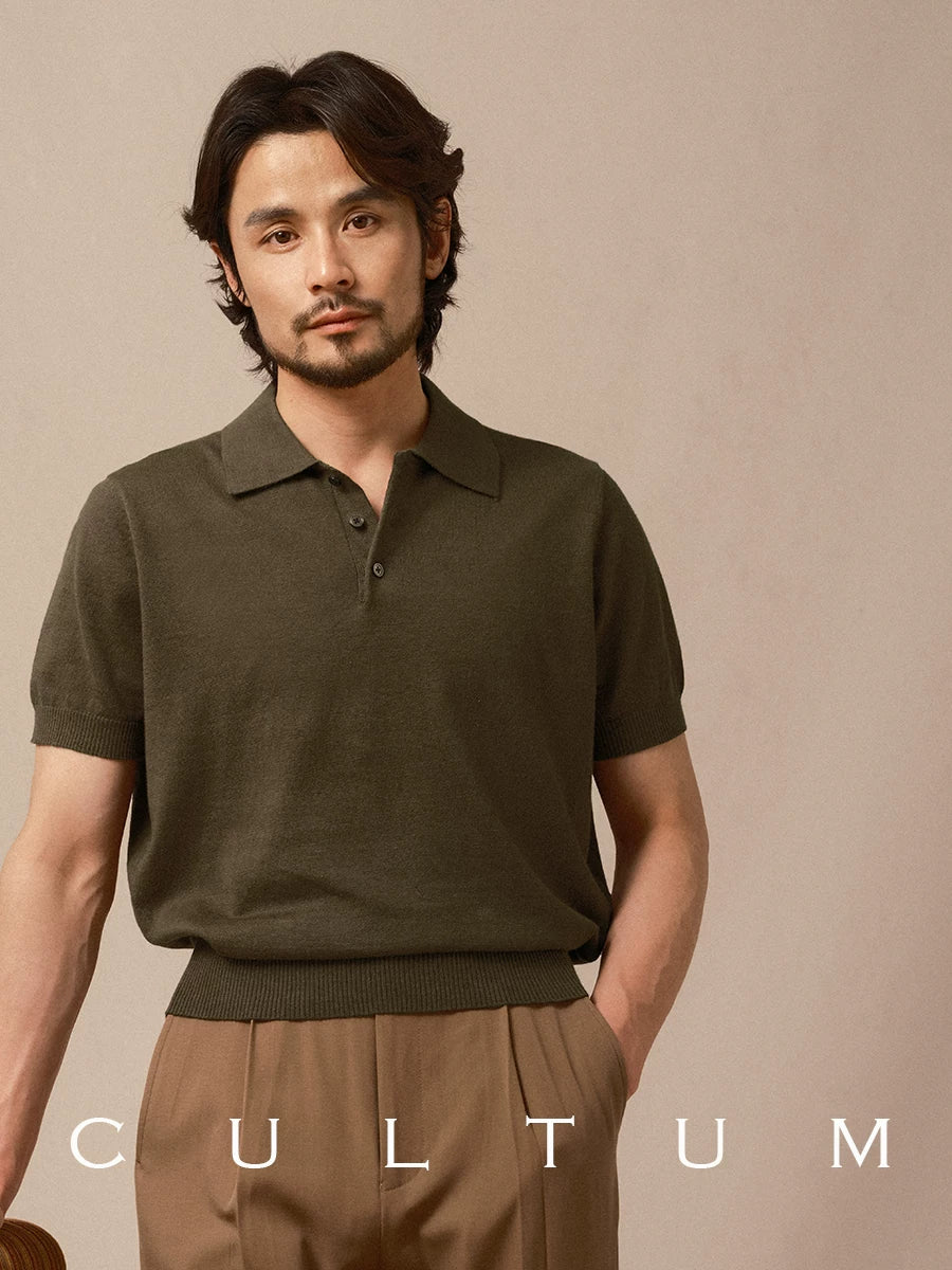 CULTA Lapel Vintage Knitted Polo Shirt