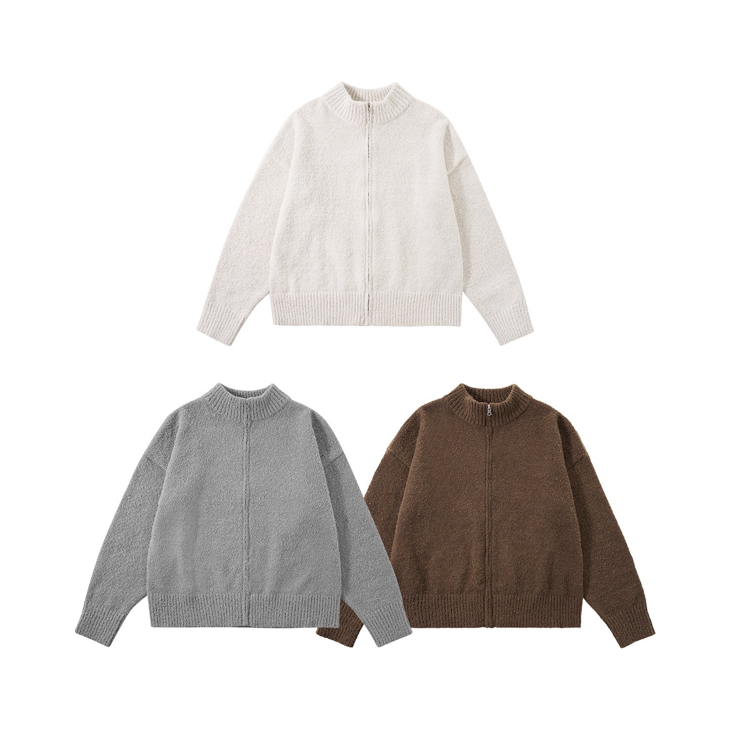 Inflation Vintage Stand-Up Collar Sweater Jacket