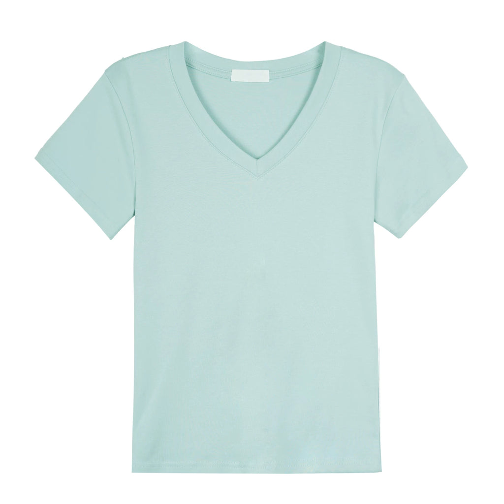 XUJING Simple V-neck Slim and Thin Tee