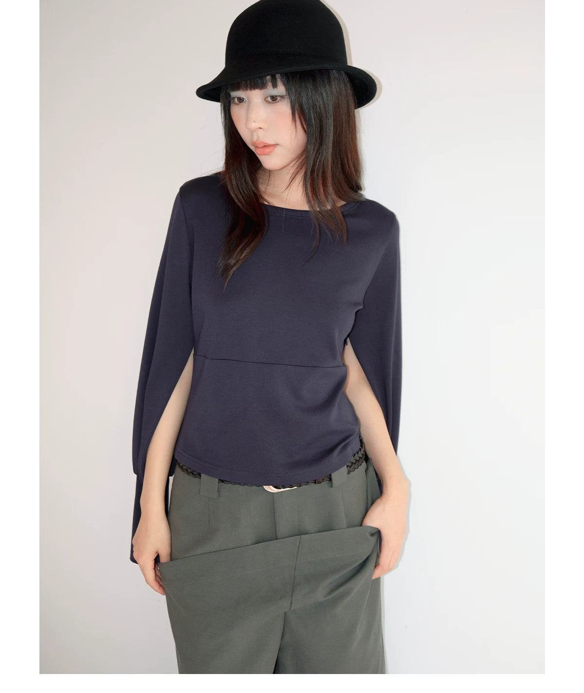 FUNKYFUN Two Wear Shawl Wide Neck Treasure Long Sleeve