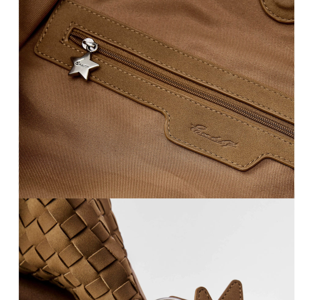 ECODAY Vintage Suede Woven Crossbody Bag