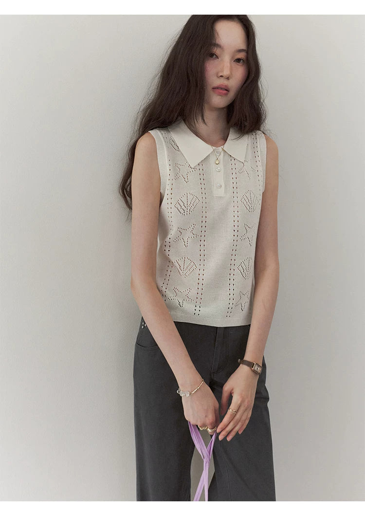VOOE Jacquard Hollow Thin Knitted Vest