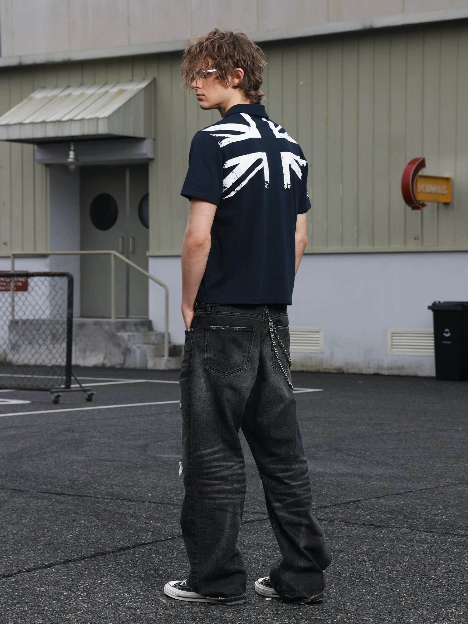 SAXGENWON Vintage Embroidery Front Shoulder Polo Tee