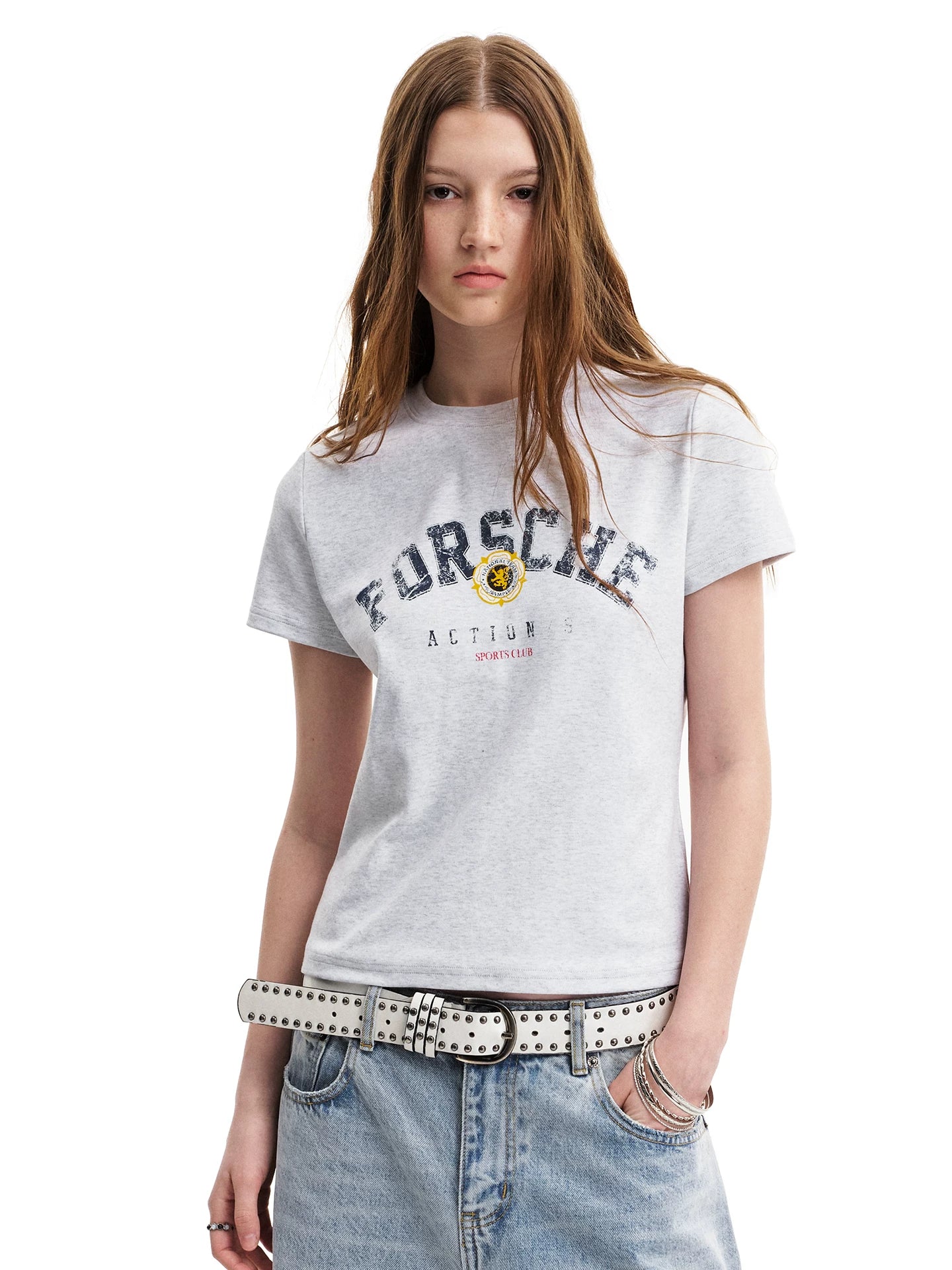 0123Start Retro Letter Print Crew Neck Tee