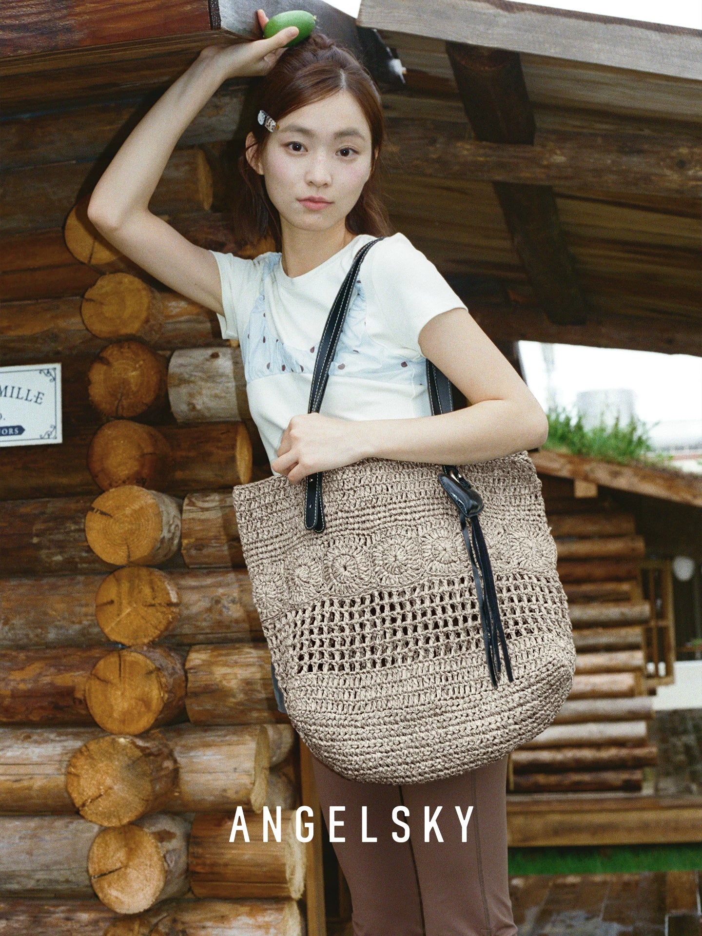 ANGELSKY Holiday Wind Large Capacity Woven Bag