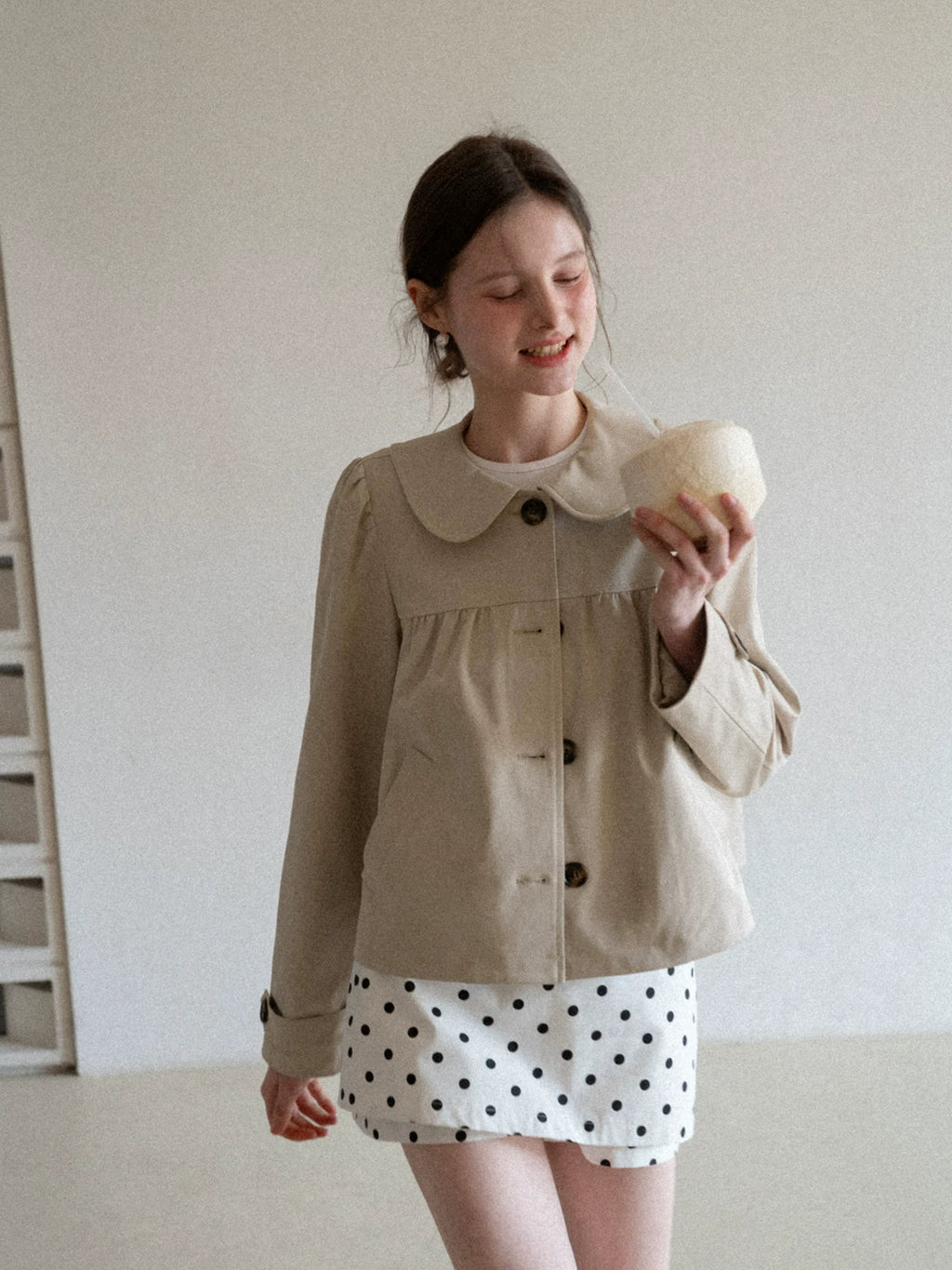 EGGKA Fake Two-piece Polka Dot Slim Skirt