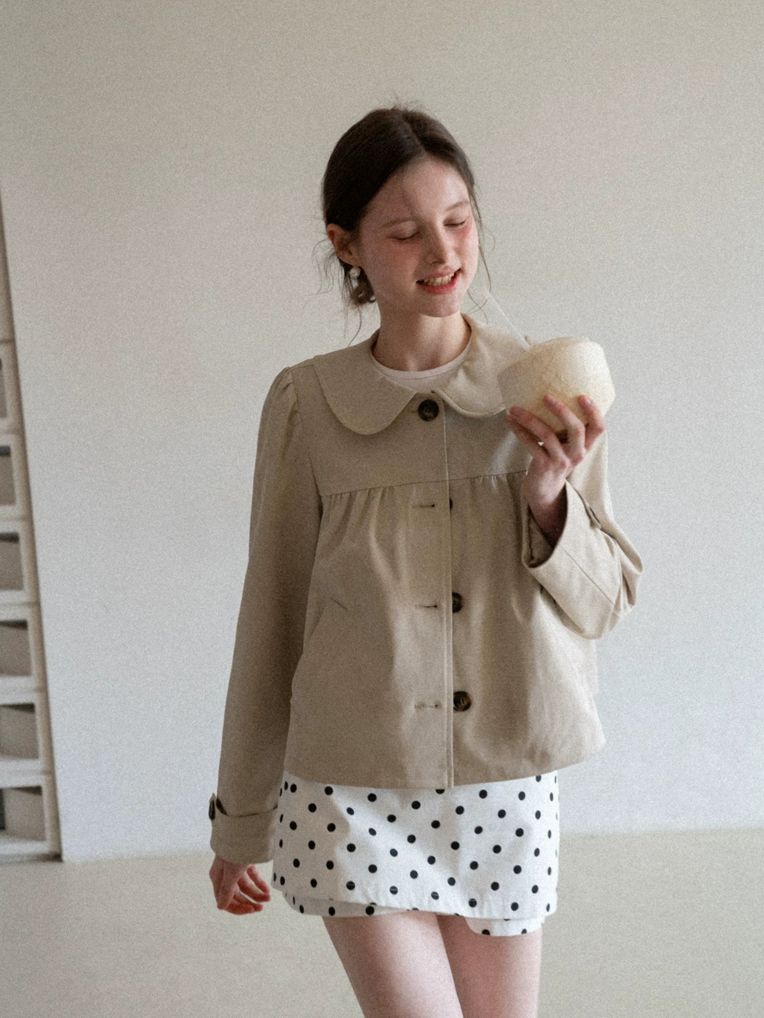 EGGKA Fake Two-piece Polka Dot Slim Skirt