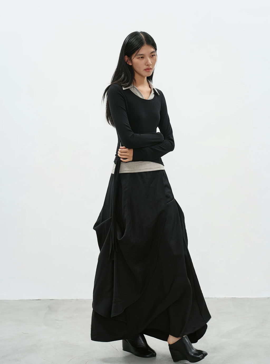 EIGHTHMONTH High Waist Irregular Pleated Dress