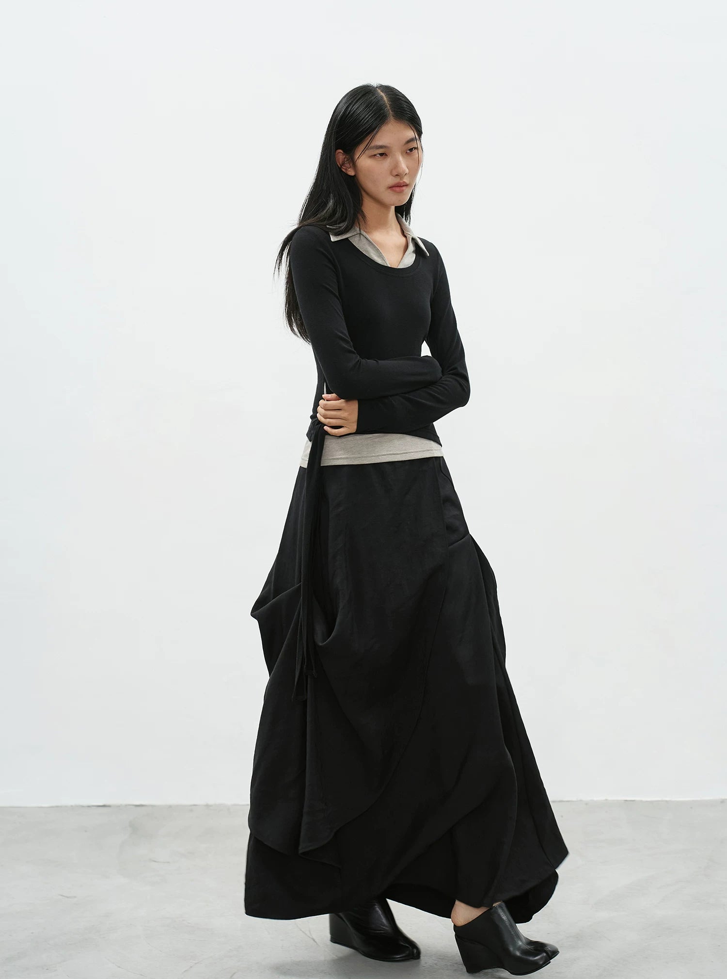 EIGHTHMONTH High Waist Irregular Pleated Dress