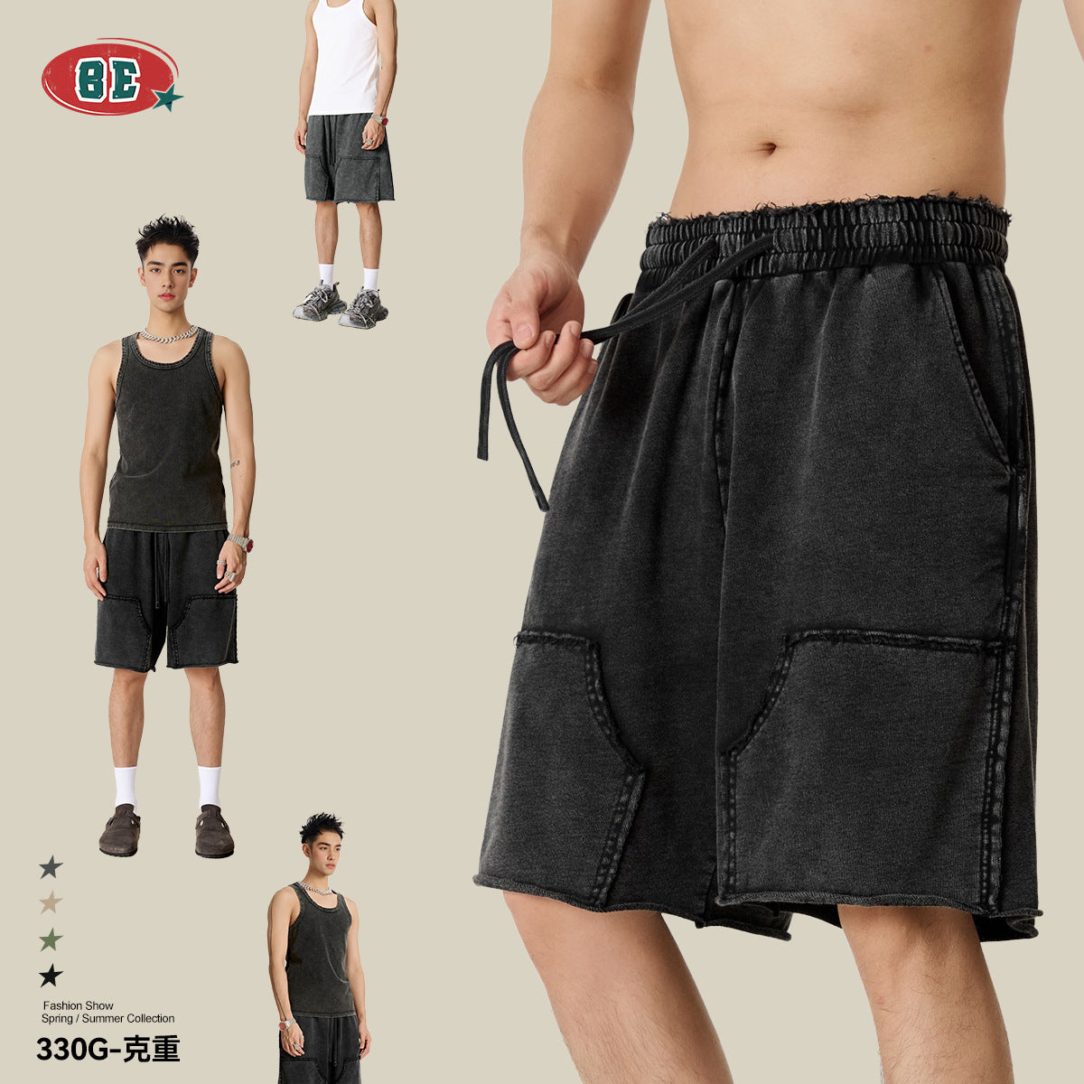 BE Batik Whitening Splicing 100% Cotton Shorts