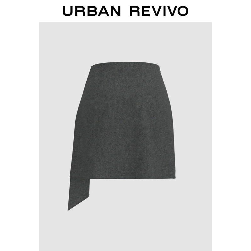 URBAN REVIVO Irregular Pleated Design A-shaped Skirt