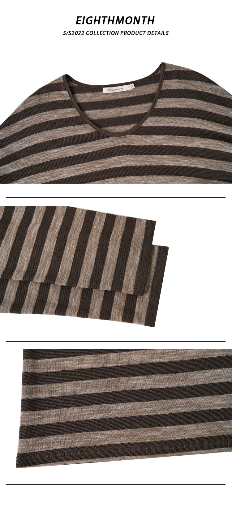 EM Vintage Striped V-Neck Loose Temperament Long Sleeve