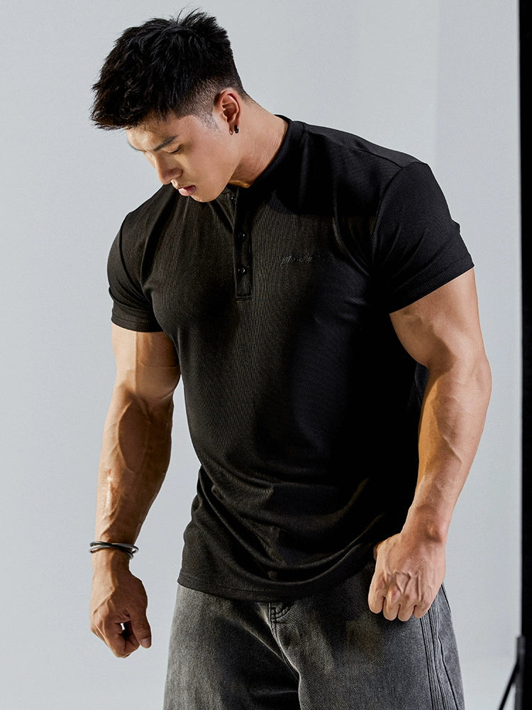 Muscle Dog Polo Collar Athleisure Breathable Tee