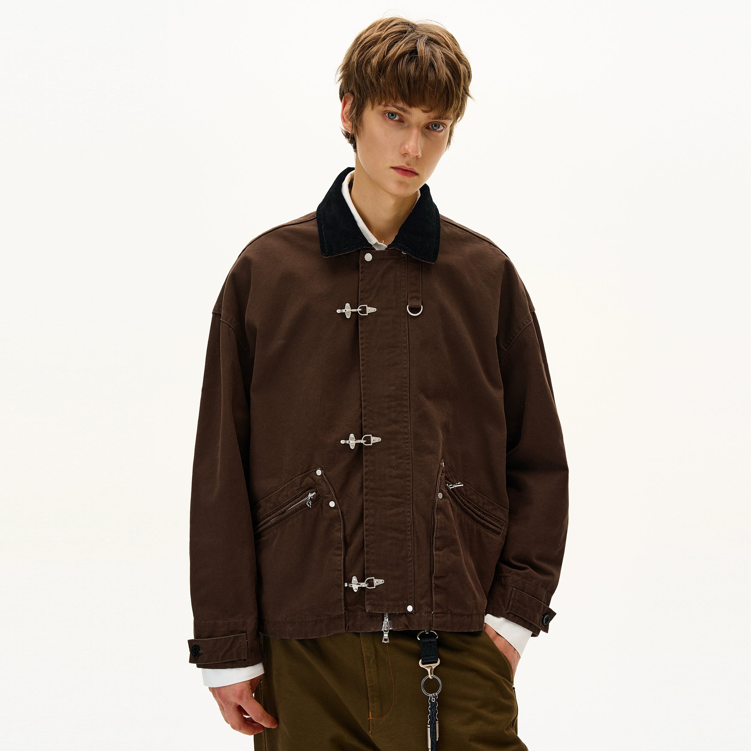 MADWITCH Vintage Contrast Lapel Bottom Tooling Jacket