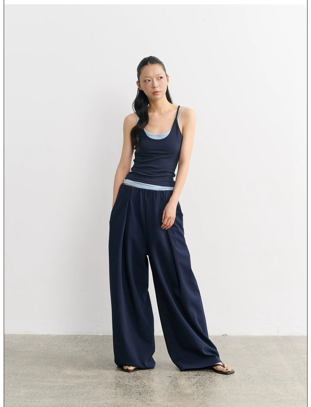 LINY LIBERTY Fake Two-piece Contrasting Sling Vest