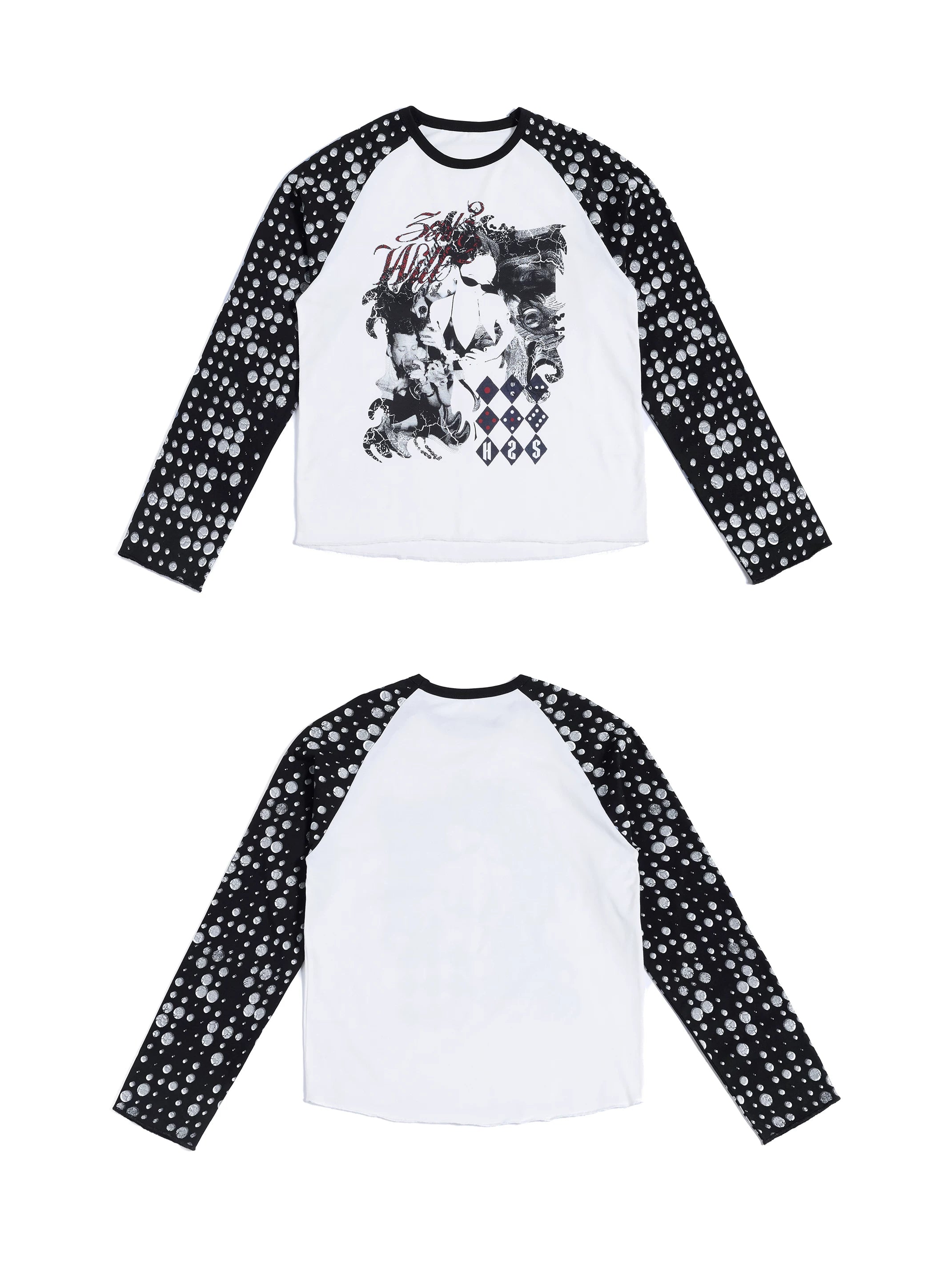 HAS2SONS Polka Dot Shoulder Contrast Long Sleeve