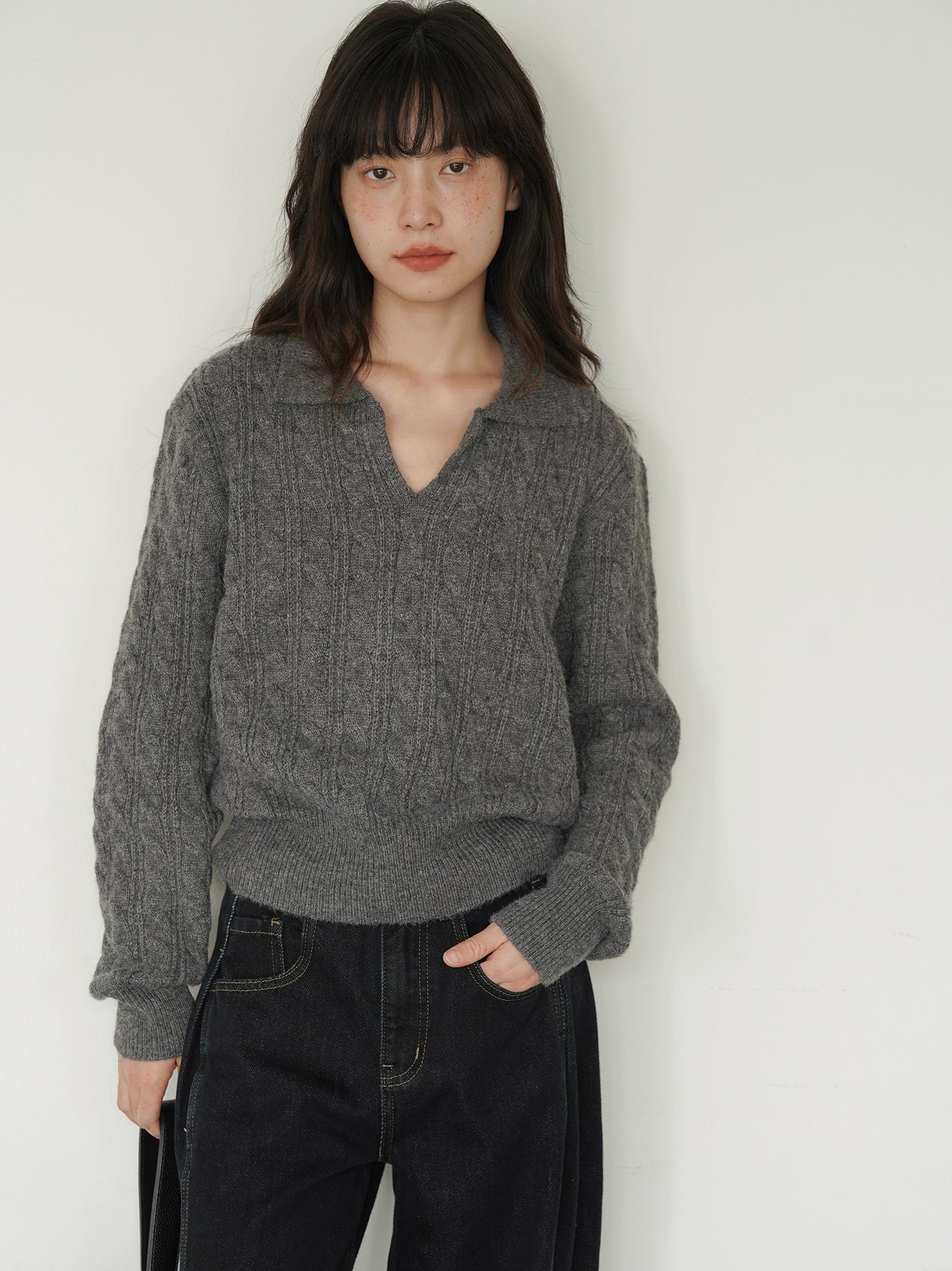 EIGHTHMONTH Vintage Polo Neck Twist Sweater