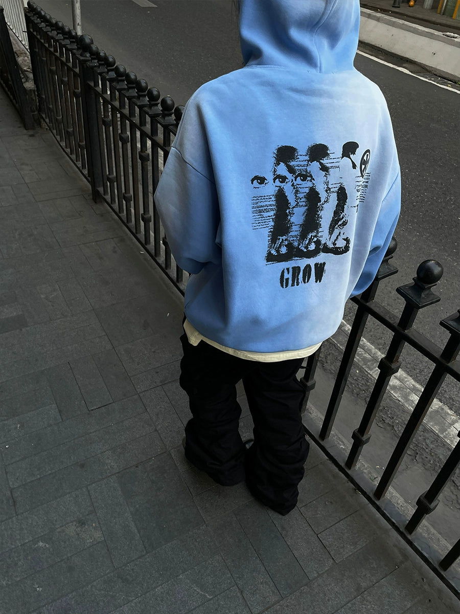 BRG Loose Gradual Change Hooded Sweater Hoodie