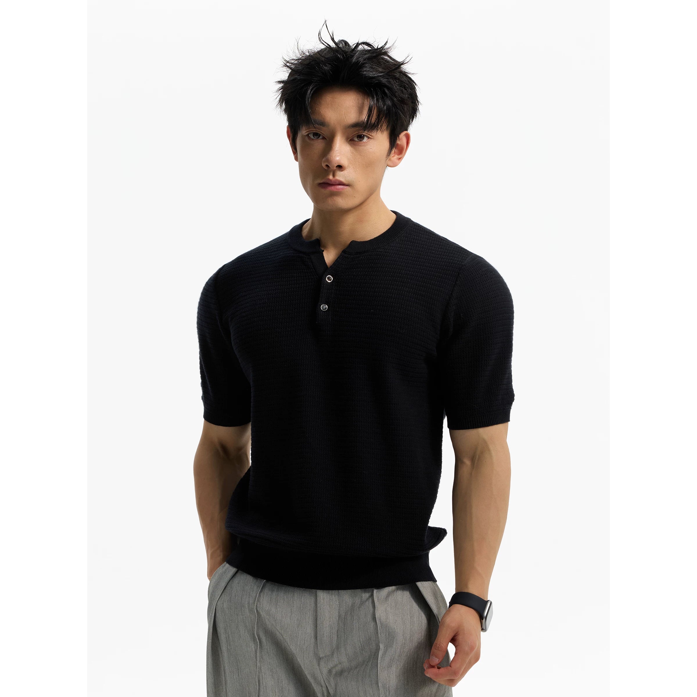 DAY NY Vintage Casual V-neck Front Shoulder Tee