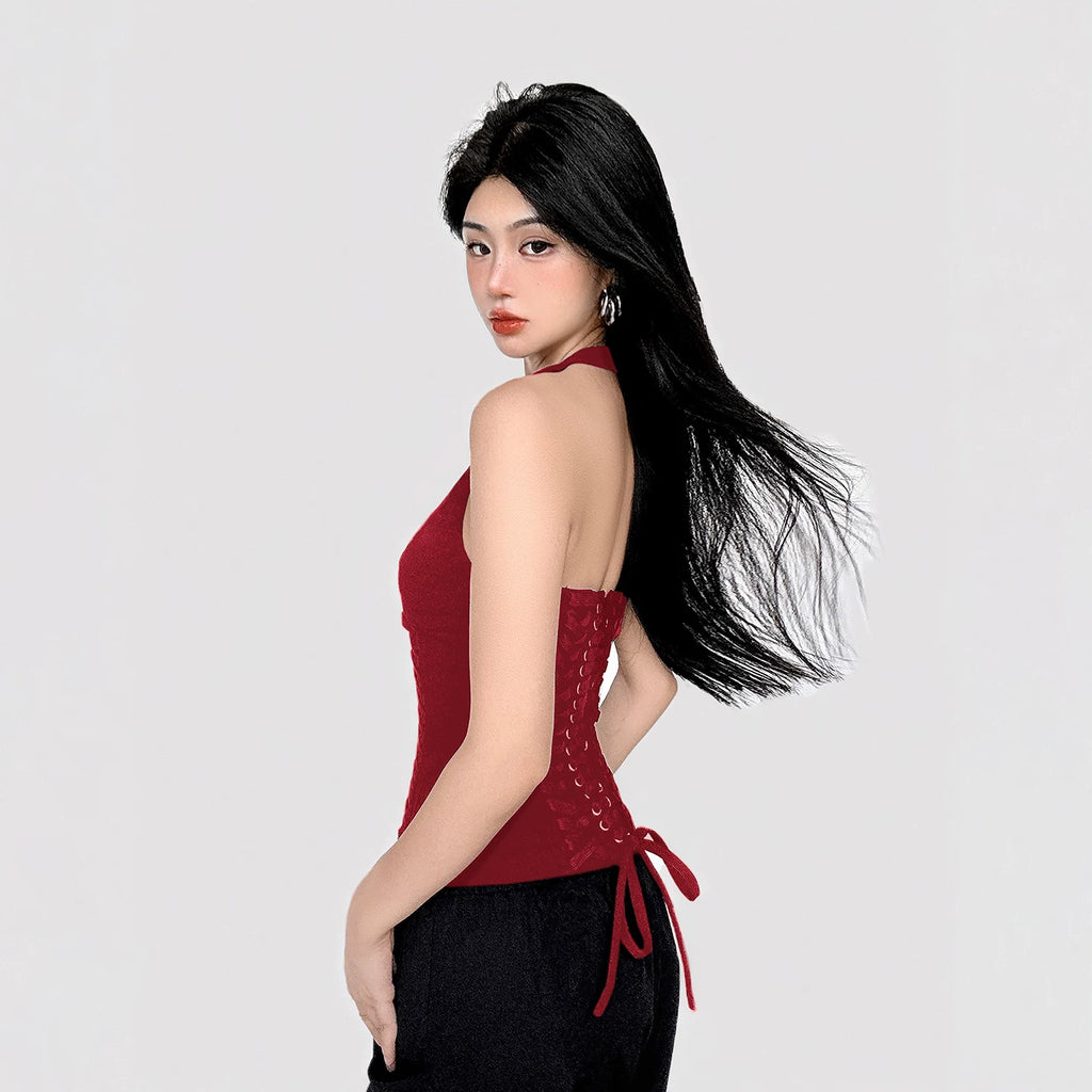 FUNOFF Vintage Strap V-Neck Neck Vest