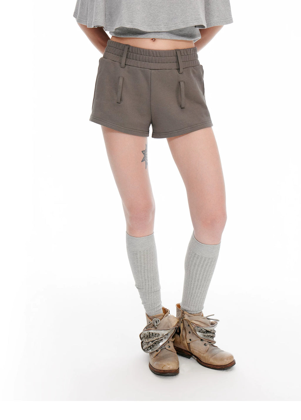 JIKOO Retro Two-piece Loop-fold Shorts