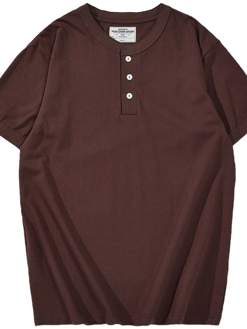 PrintAce Vintage Henry Neck Button Shirt TEE