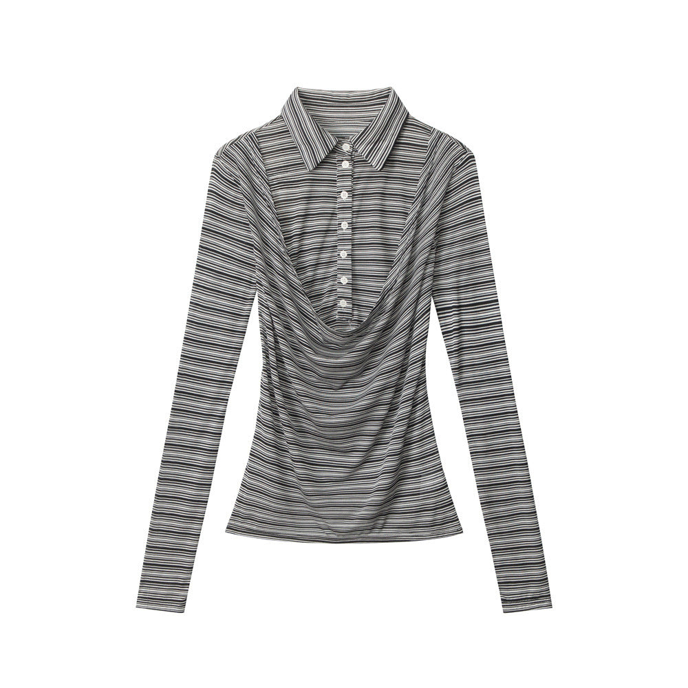 Nariele Irregular Striped Shoulder Long Sleeves