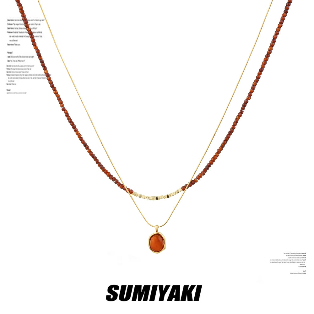 SUMIYAKI Millet Bead Double Necklace