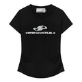 HACR Elastic Knitted Logo Front Shoulder Waist Tee