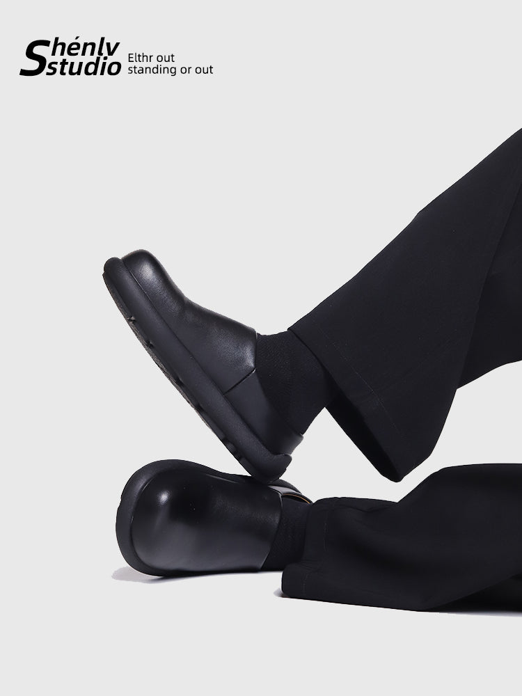 SHENLV Studio Simple Big Head Soft Bottom Outer Slippers