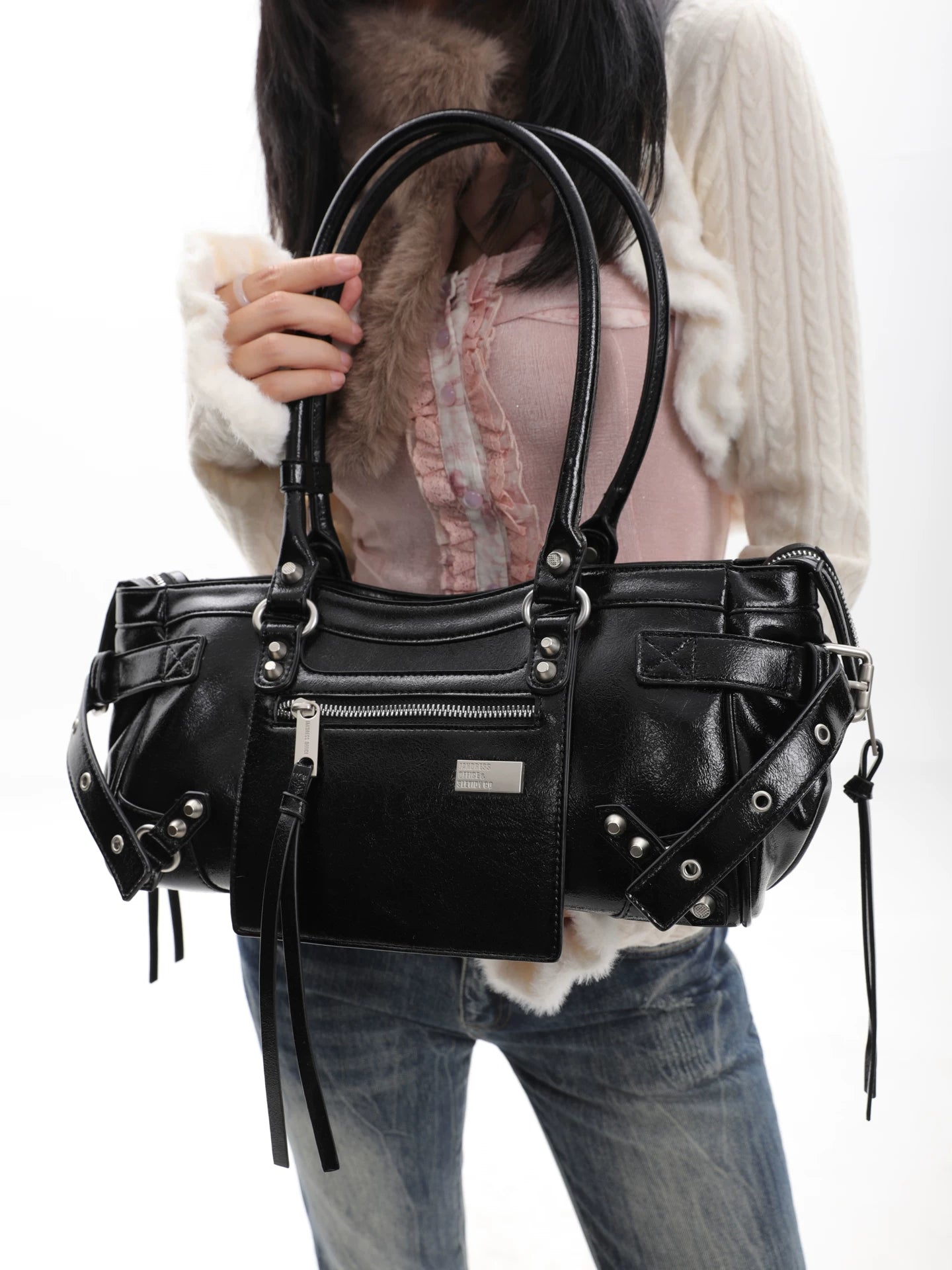 JANDRESS Vintage Rivet Underarm Bag