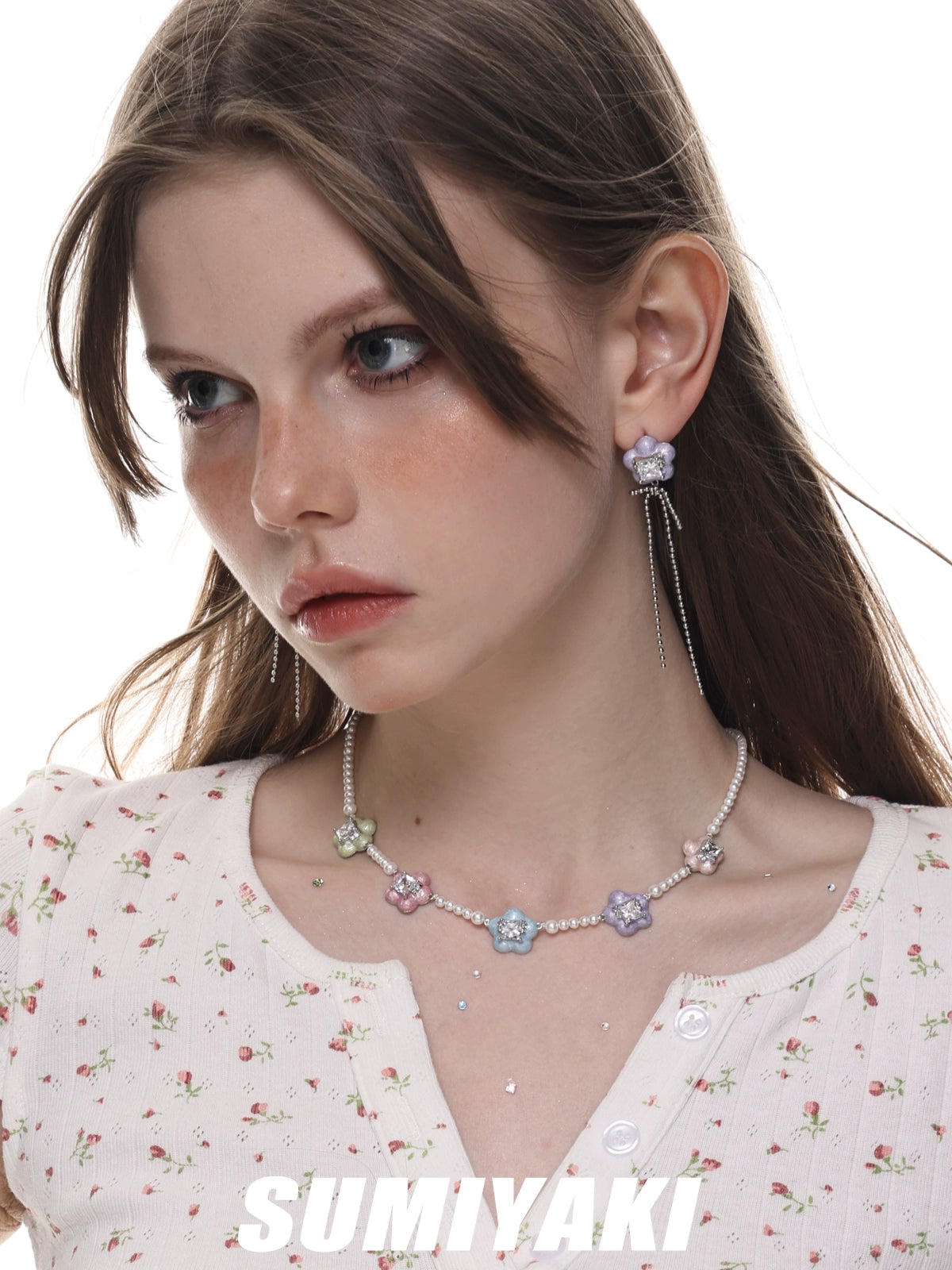 SUMIYAKI Dopamine Colored Flower Necklace Beads