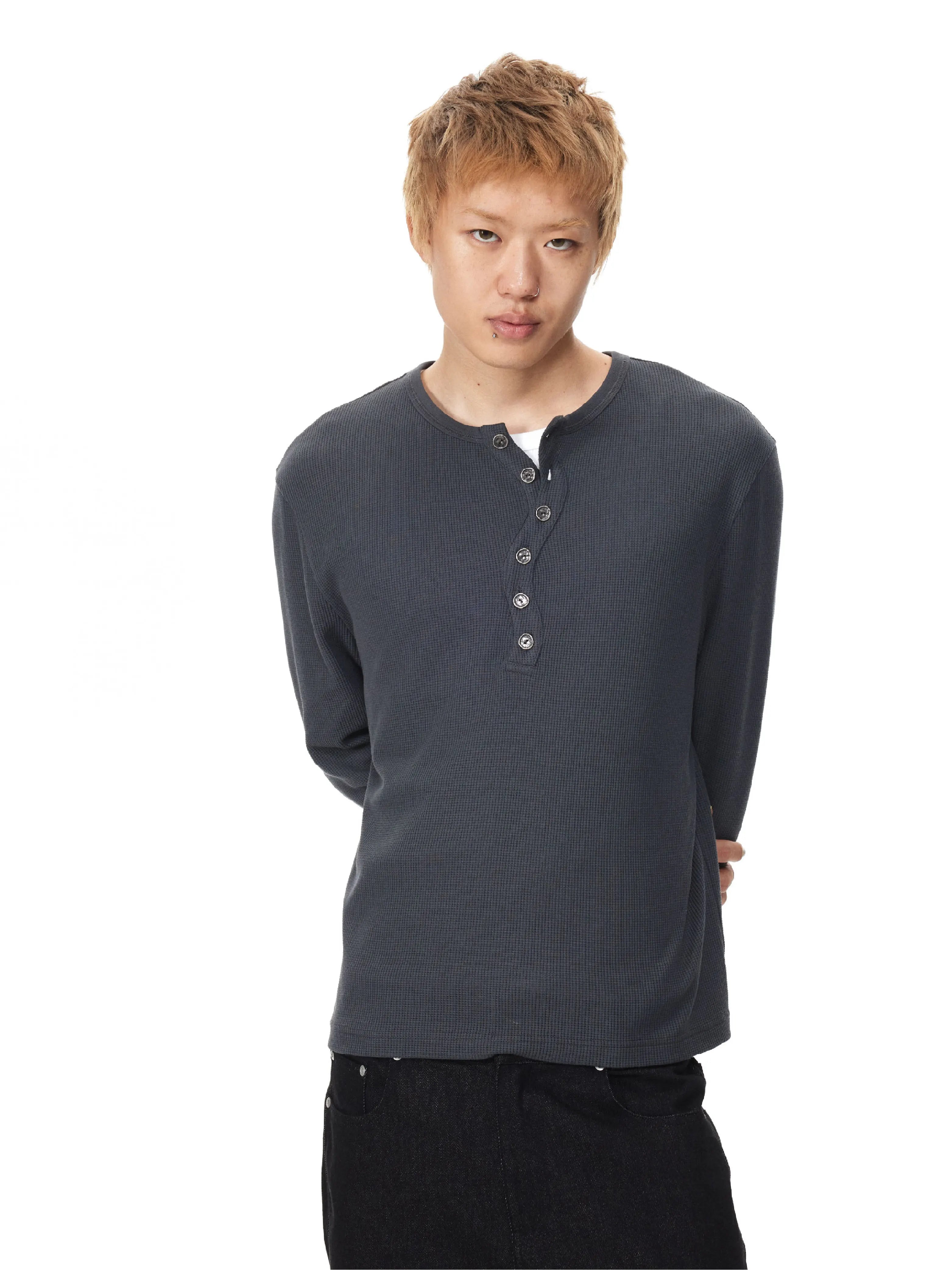 EK Casual Waffle Pullover Long Sleeve