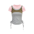 JIKOO Lace Drawstring Waist-cinching Tee