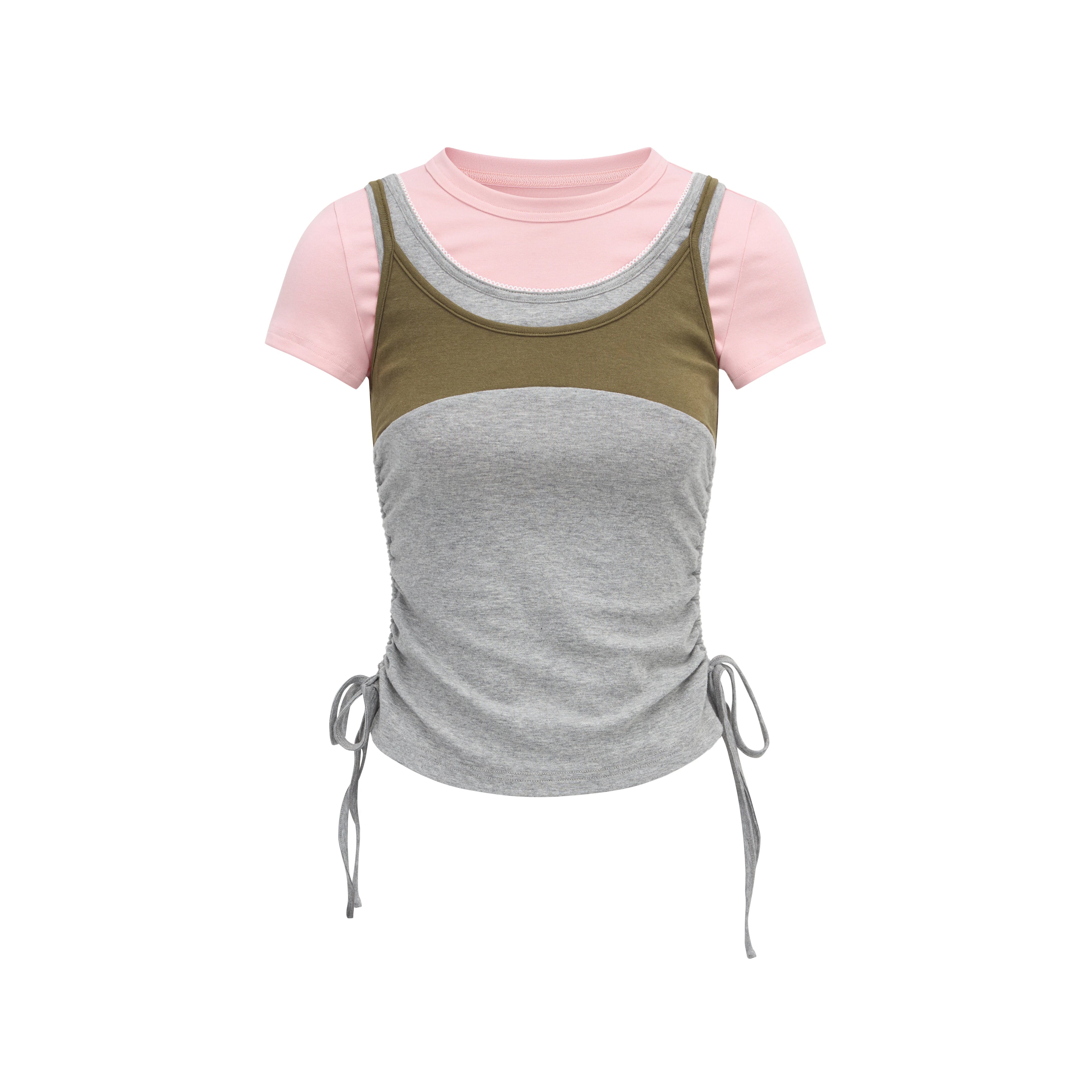 JIKOO Lace Drawstring Waist-cinching Tee