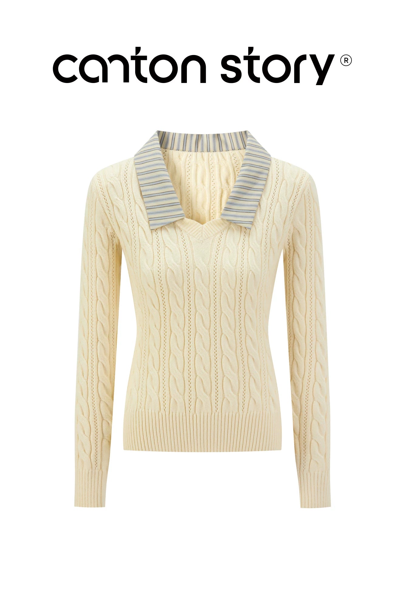 Cantonstory Lapel Wool Knitted Sweater