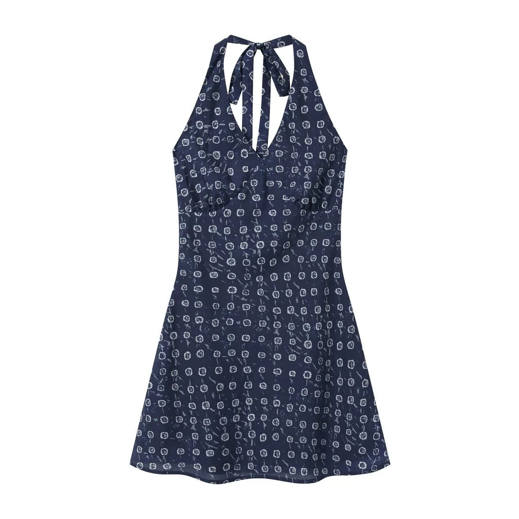 Cantonstory Neck and Waist Floral Dress