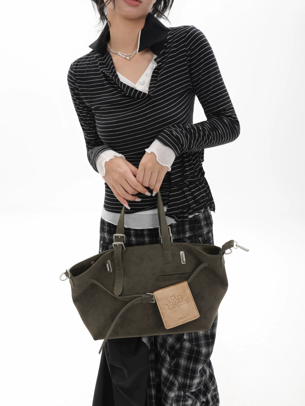JANDRESS moss green large-capacity modern tote bag