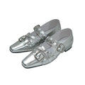 Mooreyu Vintage Leather Small Square Head Rivet Flats