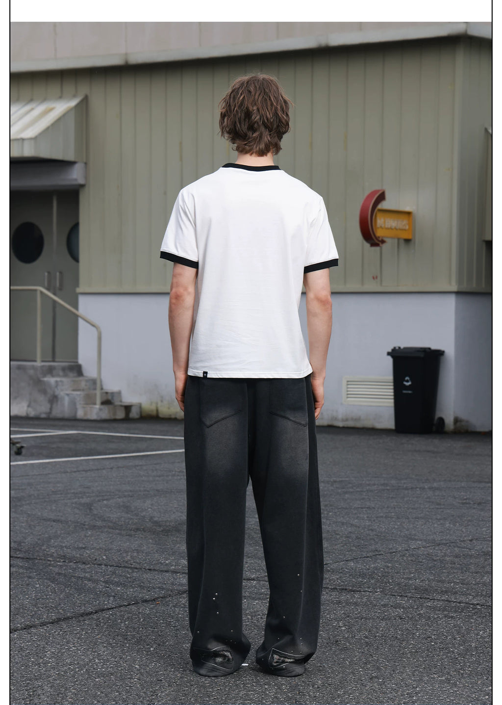 SAXGENWON Contrast Splicing Front Shoulder Tee