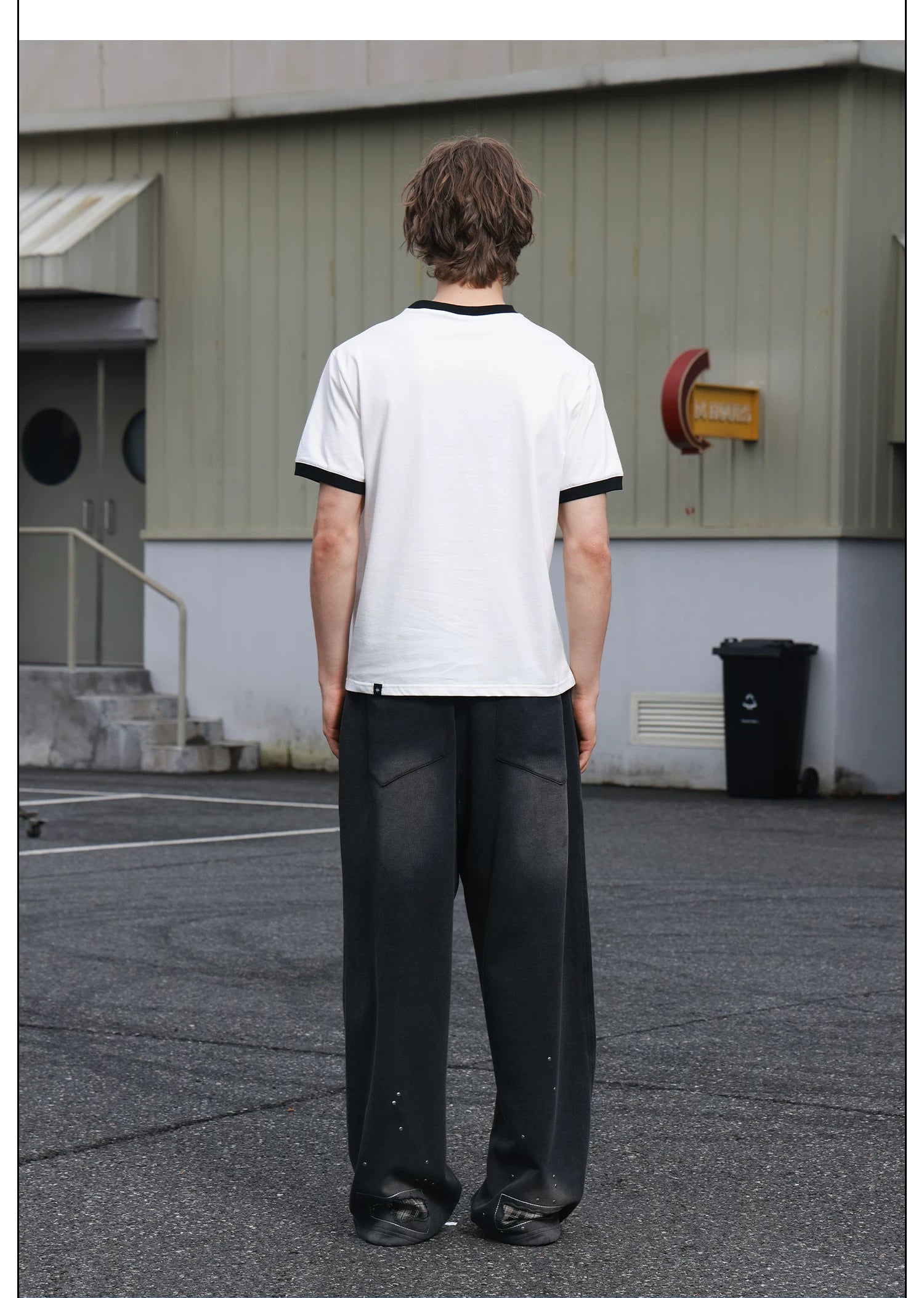 SAXGENWON Contrast Splicing Front Shoulder Tee