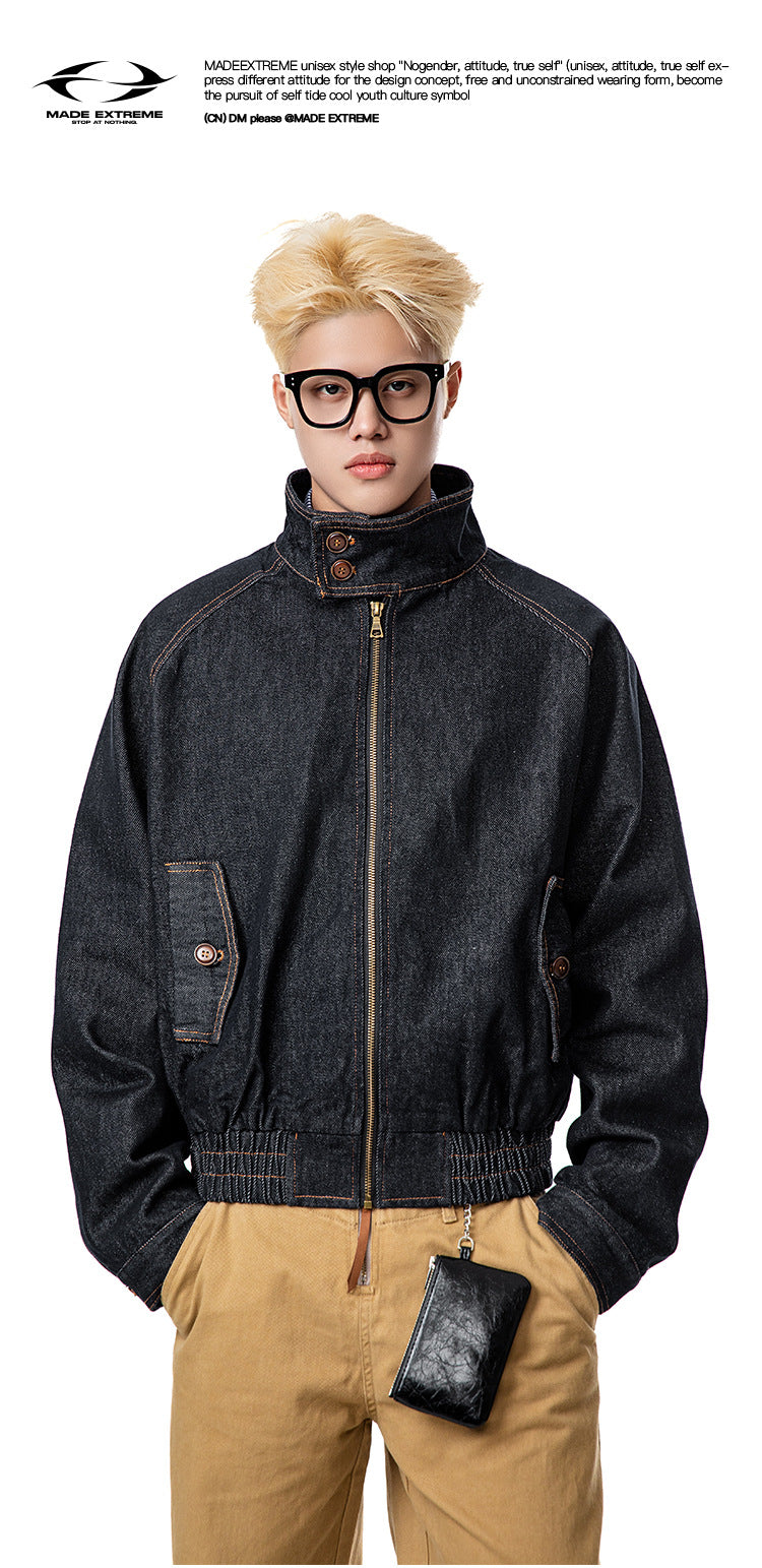 MADEEXTREME original cow short wide boxy harrington coat jacket