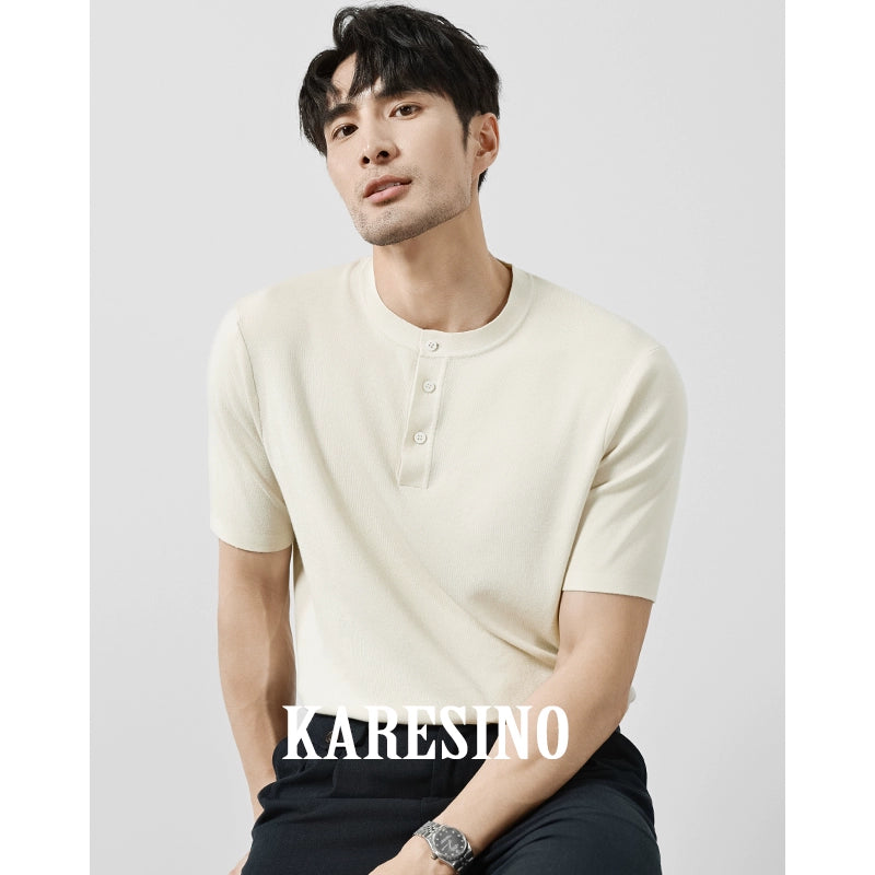 KARESINO Henry Collar Business Knitted Polo Shirt