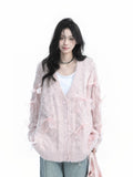 Zuocisankon Bow Lazy Loose Knitted Sweater