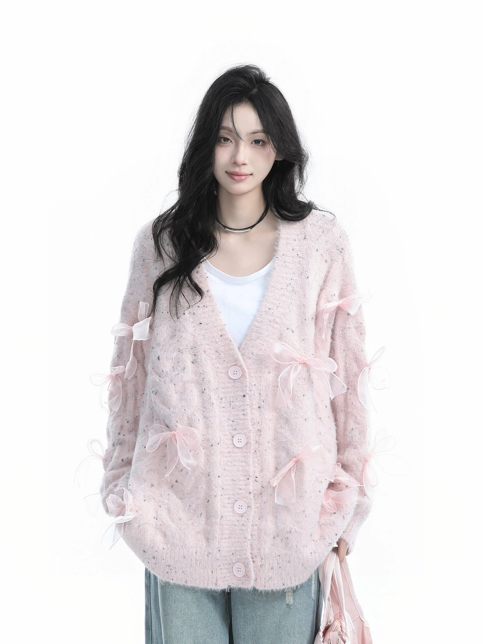 Zuocisankon Bow Lazy Loose Knitted Sweater