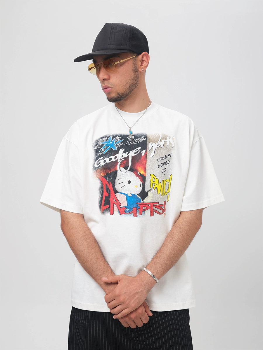 ComicTree Spoof Runaway Kitty Round Neck Tee