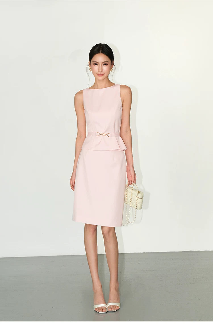 NEVA HU Temperament Sleeveless Vest Waist Skirt Set