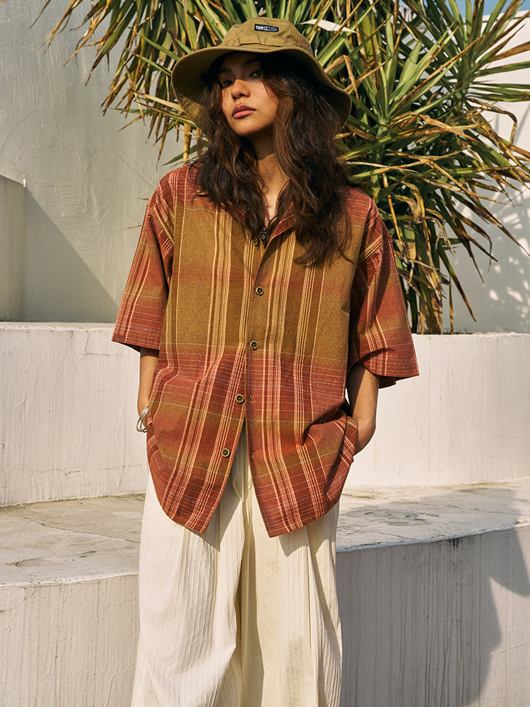 OSCILL industry tie-dye gradual change Cuban Shirt