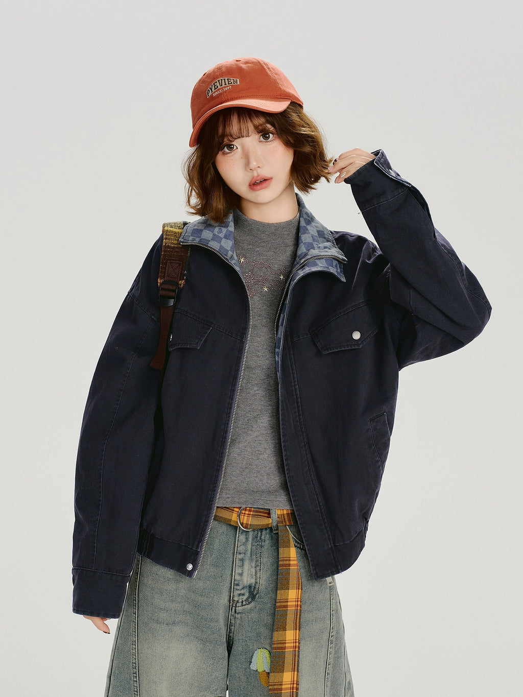 Girlyhalo Vintage Lapel Contrast Jacket