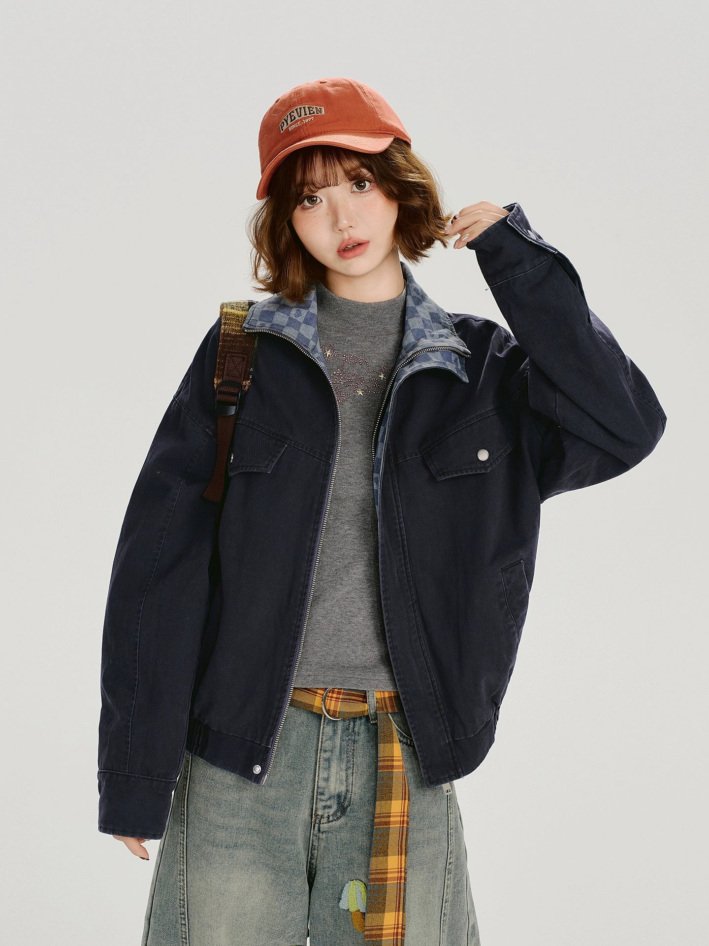Girlyhalo Vintage Lapel Contrast Jacket